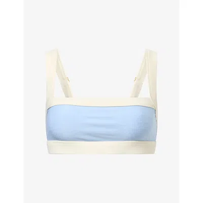 Monday Womens  Outpost Square-neck Sports Bra In Heather Sky/ivory