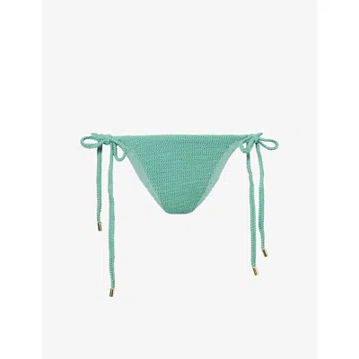Monday Womens Pond Crinkle Palma Bikini Bottom In Green