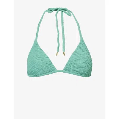 Monday Womens Pond Crinkle Palma Bikini Top In Green