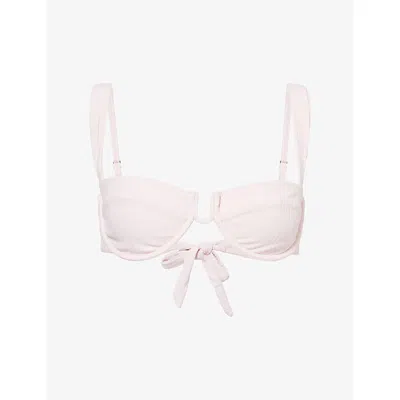 Monday Womens Powder Pink Rib Cala Roja Underwired Bikini Top