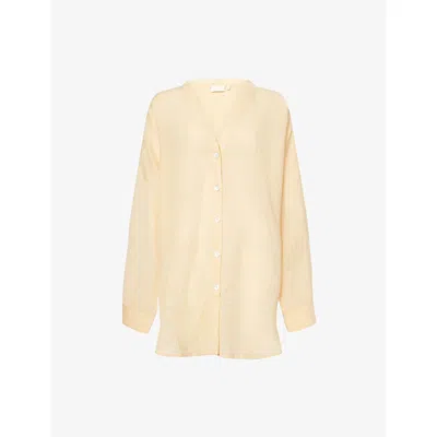 Monday Womens Raffia Crinkle Barcelona Crinkle Linen Shirt