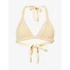 Monday Womens Raffia Crinkle Morocco Triangle-cup Crinkle Bikini Top In Multi