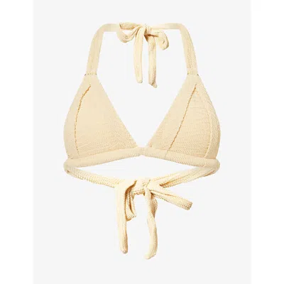 Monday Womens Raffia Crinkle Morocco Triangle-cup Crinkle Bikini Top In Multi