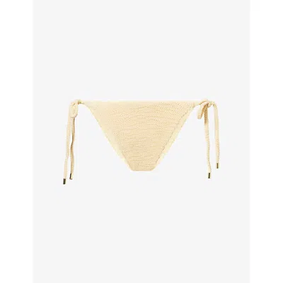 Monday Womens Raffia Crinkle Palma Crinkled Bikini Bottoms In Neutral
