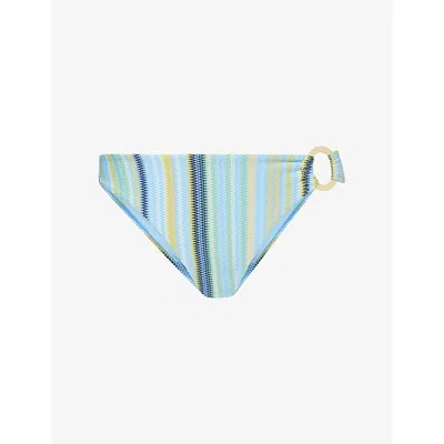 Monday Womens Sardinia Stripe Azure Bronte Bikini Bottom In Blue