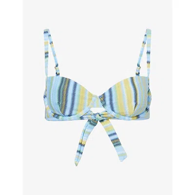 Monday Womens Sardinia Stripe Azure Capri Bikini Top In Blue