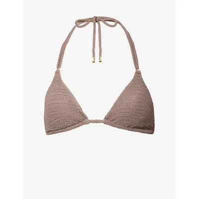 Monday Womens Stone Crinkle Hanalei Triangle Bikini Top