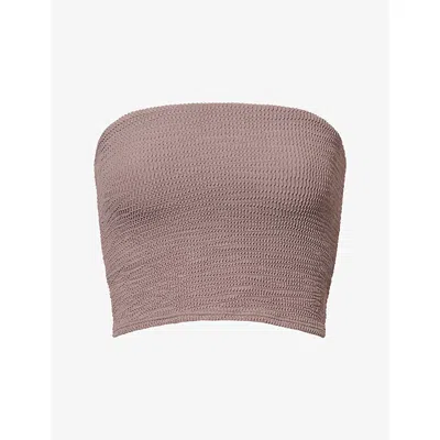 Monday Womens Stone Crinkle Laguna Bandeau Crinkle Top