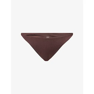 Monday Womens Tamarama Ribbed Bikini Bottoms Espresso Wide Rib