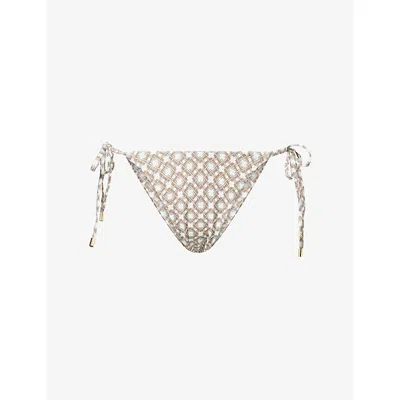 Monday Womens Tile Geo Palma High-rise Bikini Bottoms In White