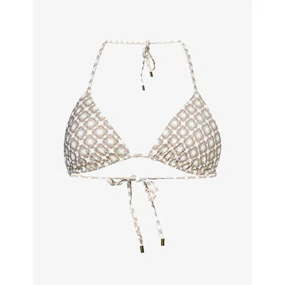 Monday Womens Tile Geo Palma Triangle Bikini Top In Multi