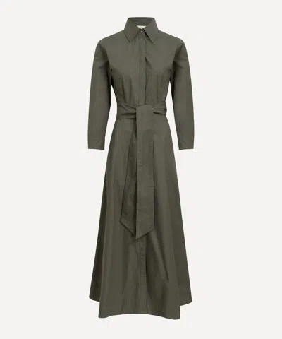 Mondo Corsini Women's Cervo Dark Khaki Cotton Poplin Shirt Dress