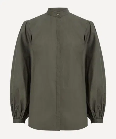 Mondo Corsini Women's Maia Dark Khaki Cotton Poplin Blouse