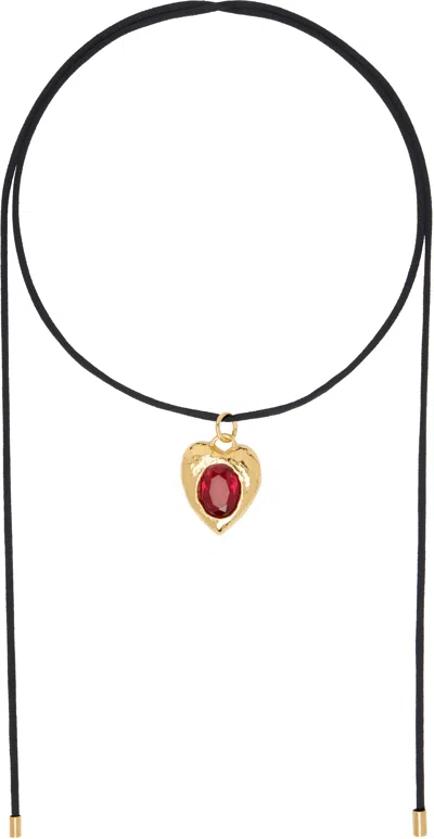 Mondo Mondo Black & Gold Pacha Cord Necklace In 18k Gold Plated