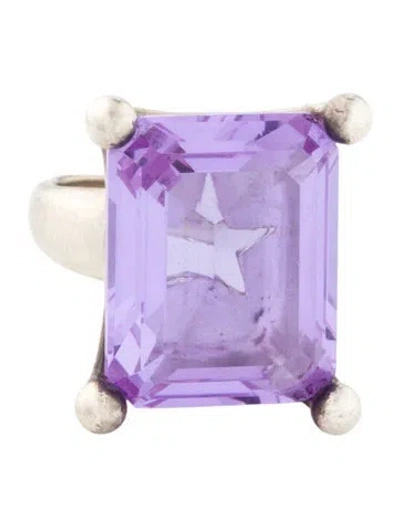 Pre-owned Mondo Mondo Glass 'atomic Mass' Cocktail Ring In Purple