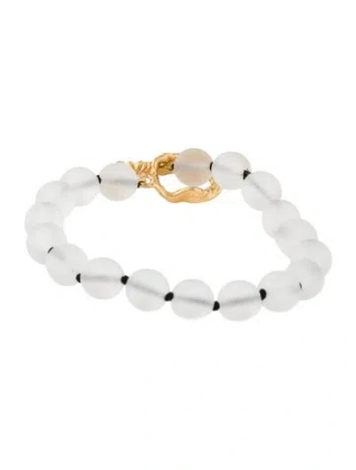 Pre-owned Mondo Mondo Glass Beaded Nan Link Bracelet, 7.5" In Transparent