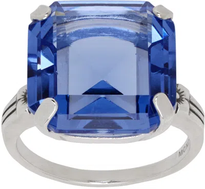 Mondo Mondo Silver & Blue Leroy Ring In Sterling Silver
