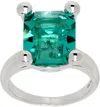 Mondo Mondo Silver & Green Atomic Square Ring In Iguana
