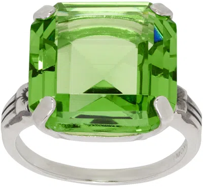 Mondo Mondo Silver & Green Leroy Ring In Sterling Silver