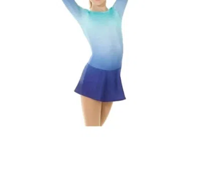 Mondor Kids' Ombre Long Sleeve Skate Dress In Navy/turquoise In Multi