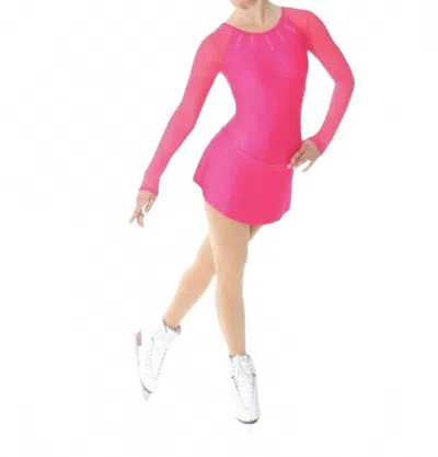 Mondor Kids' Simple Sparkle Long Sleeve Skate Dress In Coral/ Pink In Multi