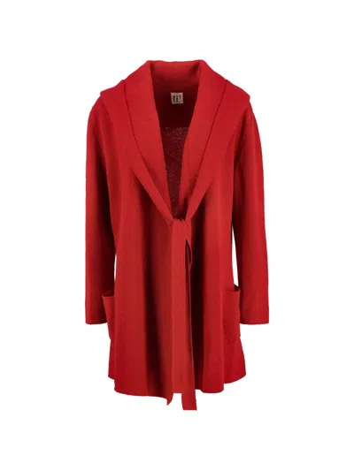 Pre-owned Mondrian Hooded Tie-fastening Cardigan In Red