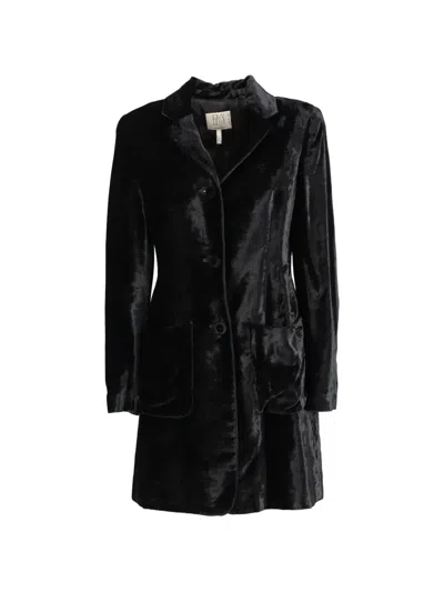 Pre-owned Mondrian Velvet Pocket Coat In Black