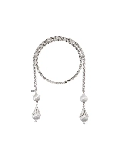 Pre-owned Monet 1970's Lariat Necklace In Silver