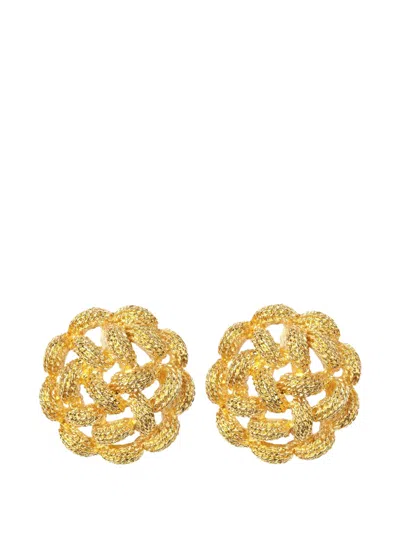 Pre-owned Monet 1980 Braided Earrings In Gold