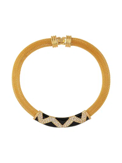 Pre-owned Monet 1980s Crystal-embellished Necklace In Gold