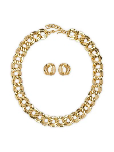 Pre-owned Monet 1980s Curb-chain Jewellery Set In Gold