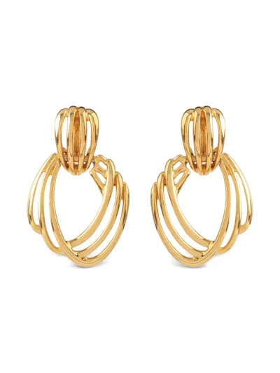 Pre-owned Monet 1980s Modernist Earrings In Gold