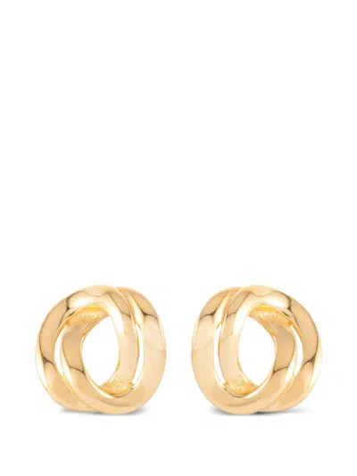 Pre-owned Monet Circle Post-back Earrings In Gold