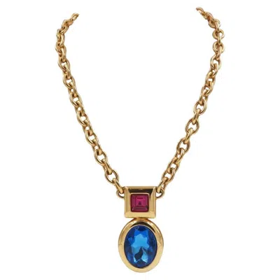 Pre-owned Monet Gold Necklace With Sapphire Blue Pendant