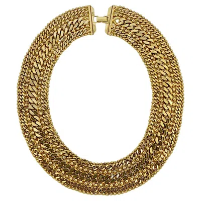 Pre-owned Monet Gold Plated Curb And Ball Link Chain Collar Necklace Circa 1980s In Multi