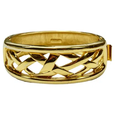 Pre-owned Monet Gold Plated Lattice Design Bangle Bracelet With Side Clasp In Multi
