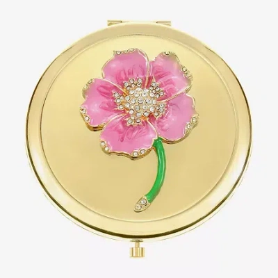 Monet Gold Tone Flower Compact Mirror