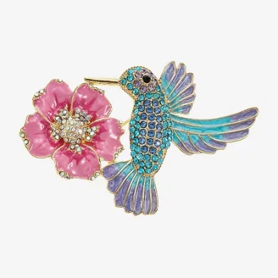 Monet Hummingbird Multi Color Glass Pin In Green