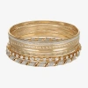 Monet Jewelry Bangle Womens 6-pc. Glass Bracelet Set In Gold