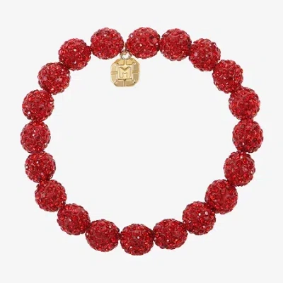 Monet Jewelry Beaded Womens Glass Round Stretch Bracelet In Red