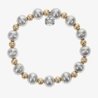 Monet Jewelry Beaded Womens Round Stretch Bracelet In Silver