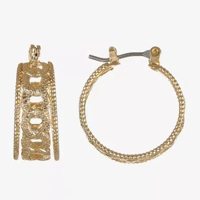 Monet Jewelry Chain Womens 23mm Hypoallergenic Hoop Earrings In Yellow