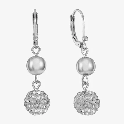 Monet Jewelry Double Beaded Womens Brown Glass Surgical Steel Round Drop Earrings In Silver