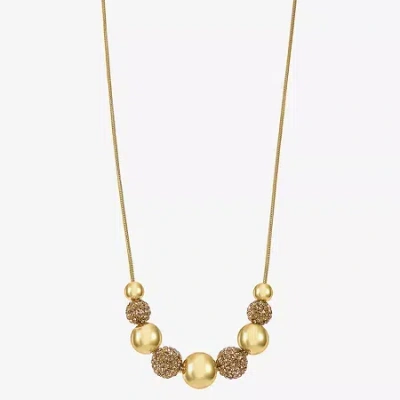 Monet Jewelry Frontal Womens Brown Surgical Steel 17 Inch Collar Necklace In Yellow