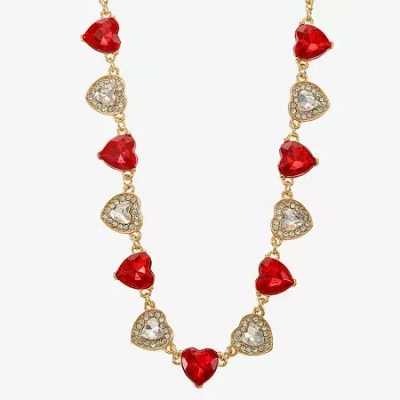 Monet Jewelry Frontal Womens Red 17 Inch Collar Necklace