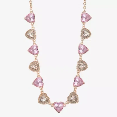 Monet Jewelry Frontal Womens Red 17 Inch Collar Necklace In Pink