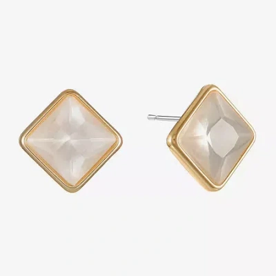 Monet Jewelry Glass 11mm Square Stud Earrings In White