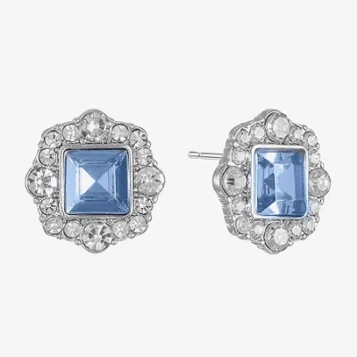 Monet Jewelry Glass 20mm Square Stud Earrings In Blue
