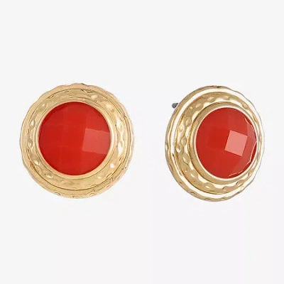 Monet Jewelry Gold Tone 13.6mm Oval Stud Earrings In Orange
