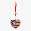 Monet Jewelry Gold Tone American Flag Christmas Ornament In Multi
